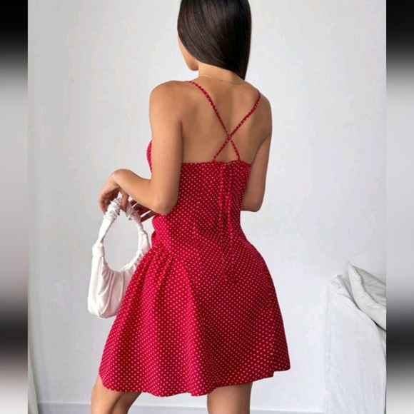 Women's Spring/Summer Black Polka Dot Print Single Row Decorative Button - Picture 2 of 4